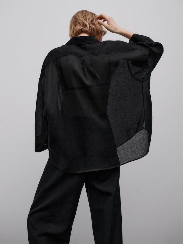 Camisa negra 100% ramio