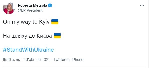 TUIT presidenta parlament europeu Kyiv