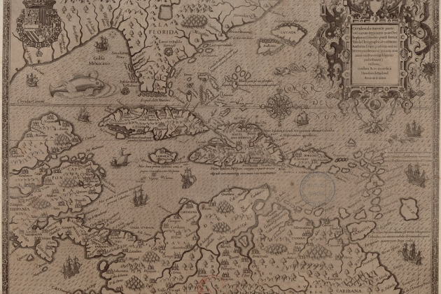 Mapa de la América central (1593). Fuente Bibliothèque Nationale de France