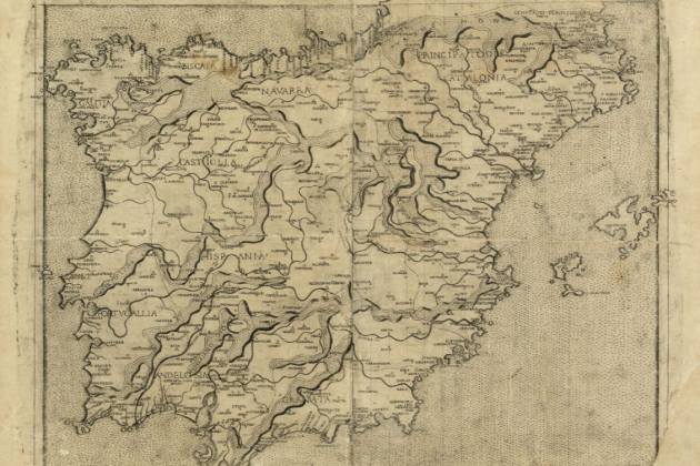 Mapa de la península ibérica (1483). Fuente Cartoteca de Catalunya