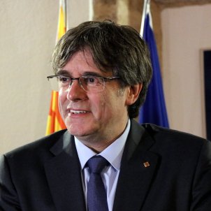 Carles Puigdemont durant la roda de premsa de l'Alguer / ACN