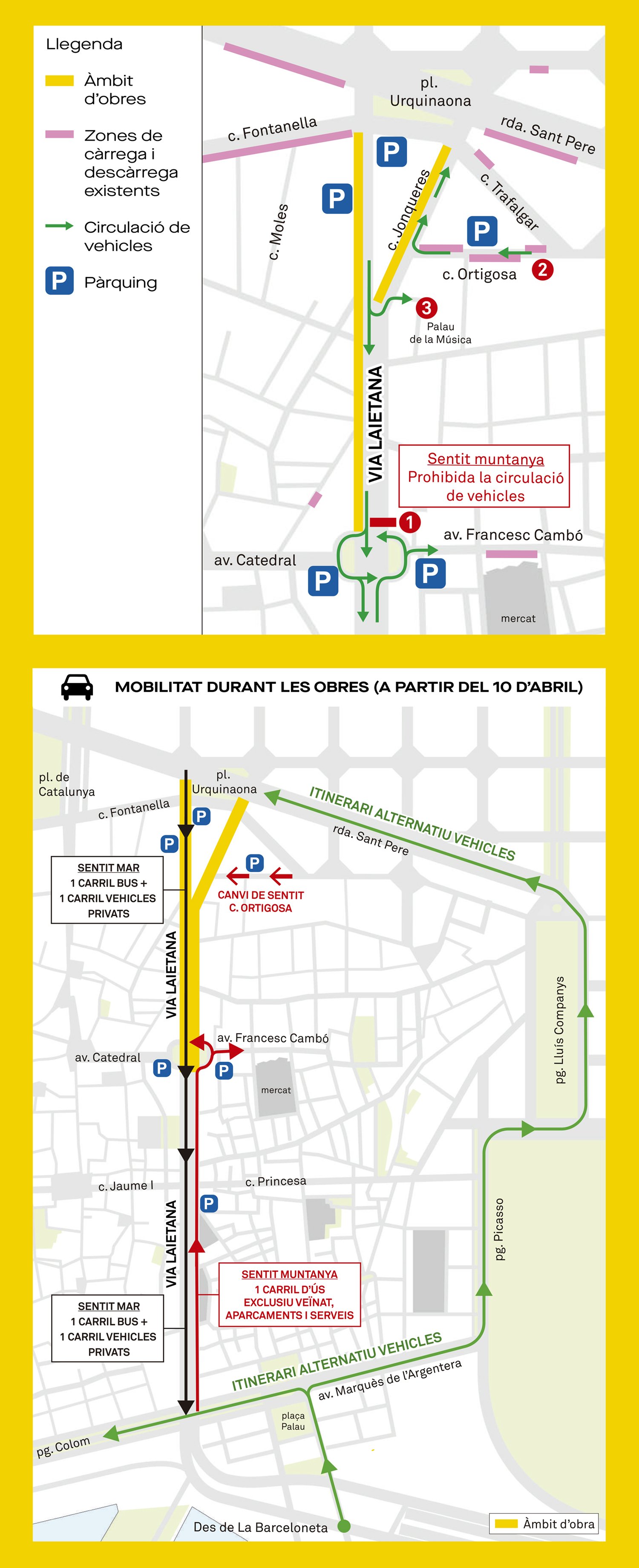 Mapa afectaciones ViaLaietana abril 2022 ajbcn