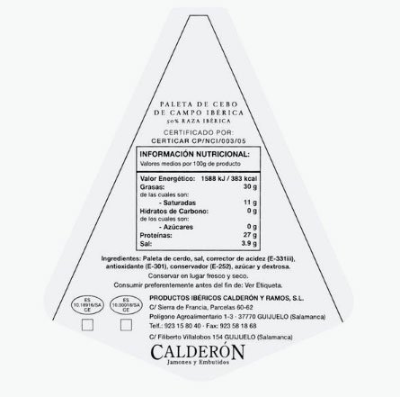 Paleta d'esquer de camp ibèrica 50% raça ibèrica Calderón