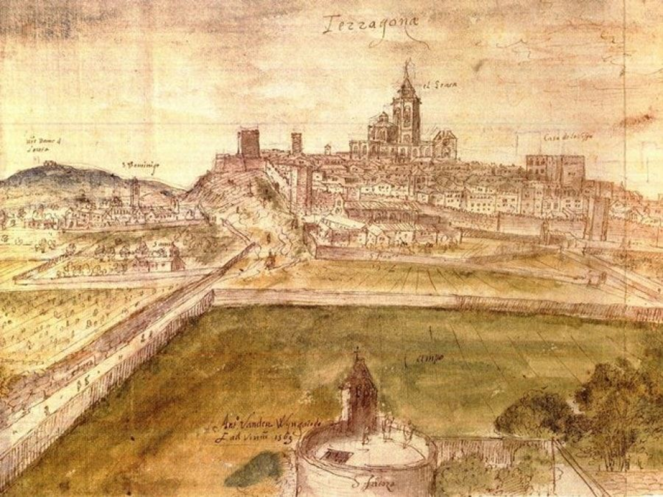 Grabado de Tarragona (1563). Fuente Wikimedia Commons
