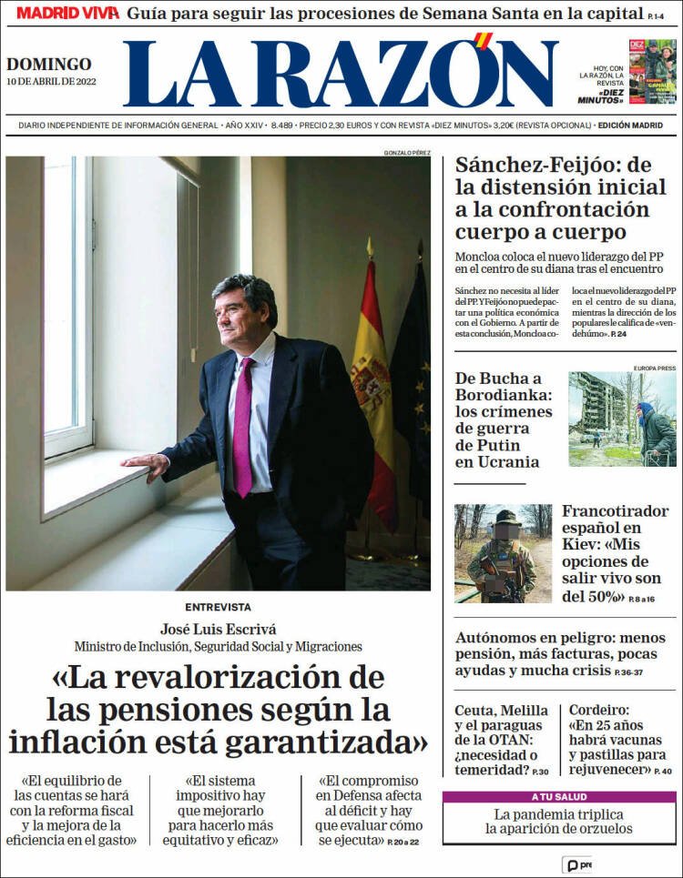 portada la razón 10 abril 2022 portada la razón 10 abril 2022