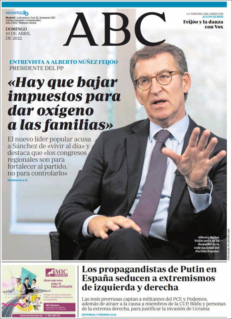 portada abc 10 abril 2022 portada abc 10 abril 2022