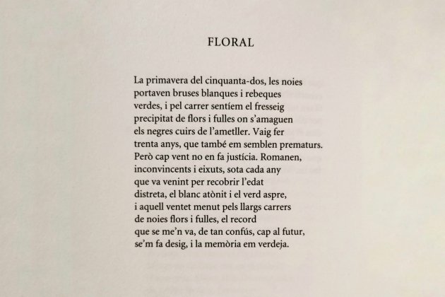 Gabriel Ferrater poema "Floral"