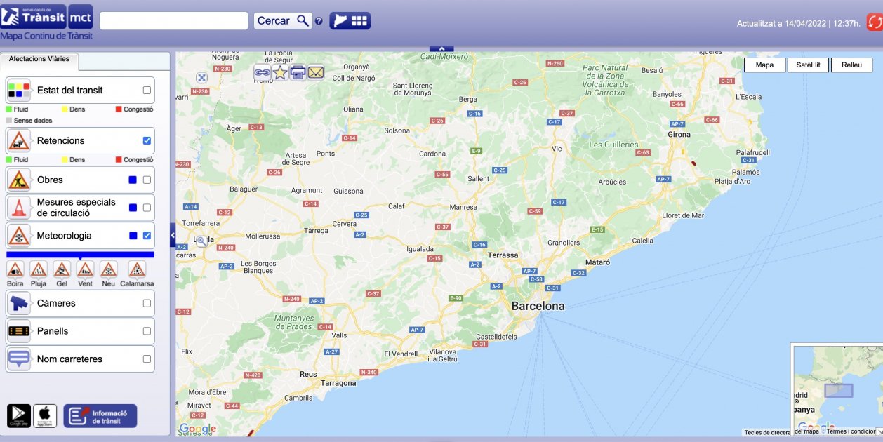 mapa continu transit catalunya