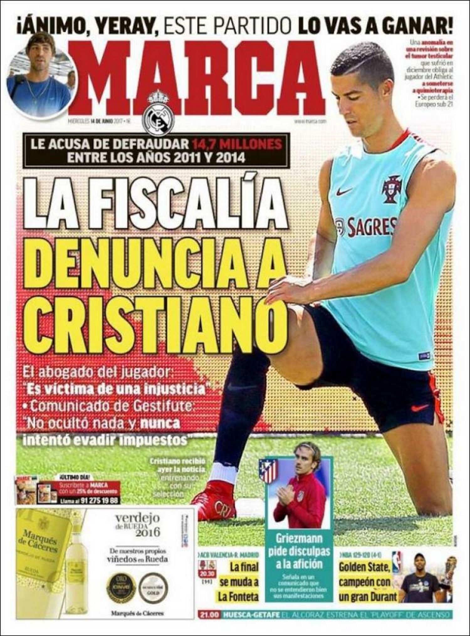 Cristiano juga amb Portugal per la premsa de Madrid