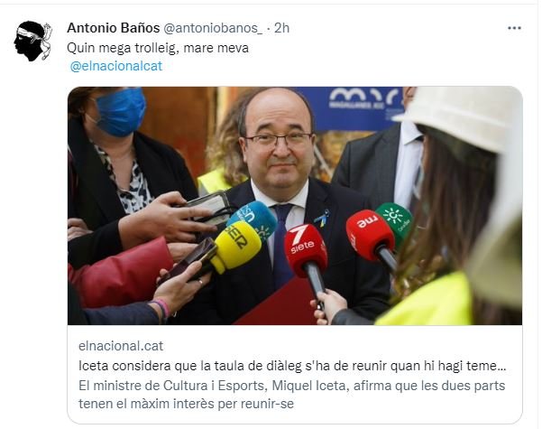 Tuit Antonio Baños noticia Iceta