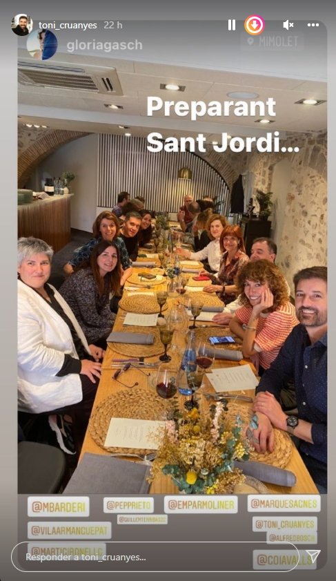 Toni Cruanyes dinar previ Sant Jordi Instagram