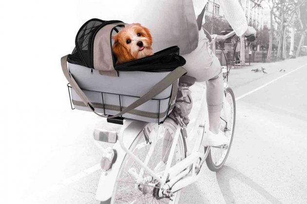Borsa per a bicicleta per a transport de gossos