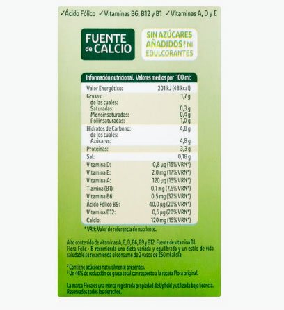 Bebida láctea semidesnatada Folic B Flora Bebida láctea semidesnatada Folic B Flora