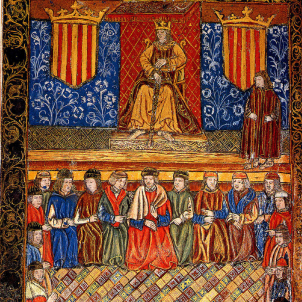 Ferran el Catòlic posa fi a la Guerra dels Remences. Ferran el Catòlic a les Corts de Catalunya (1495). Font Arxiu de la Corona d'Aragó