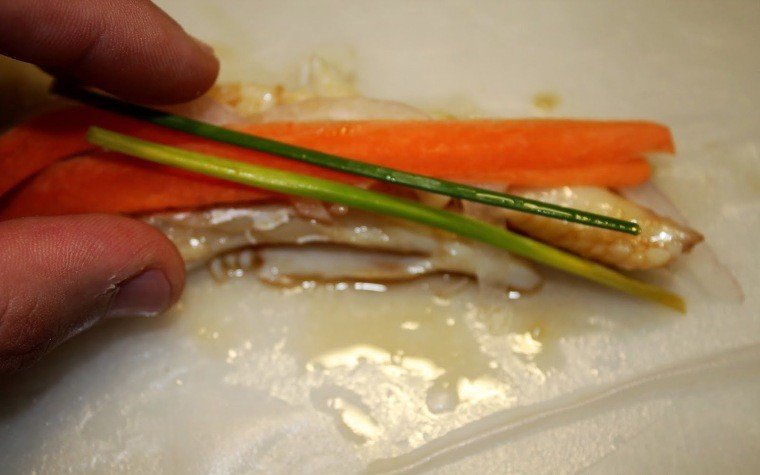 rotllet fred bacalla verdures salsa taronja pas31