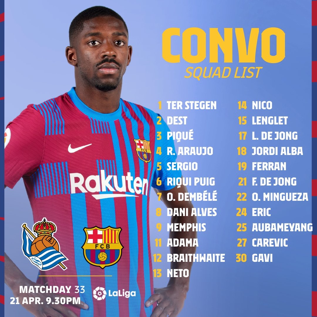 Convo Barça Reial Convo Barça Reial