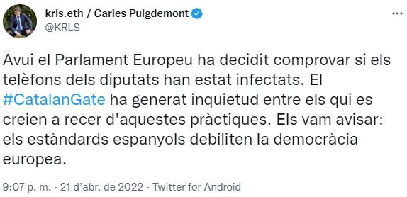 TUIT Carles Puigdemont TUIT Carles Puigdemont
