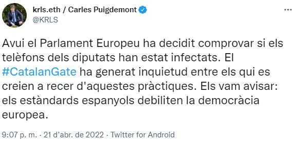 TUIT Carles Puigdemont