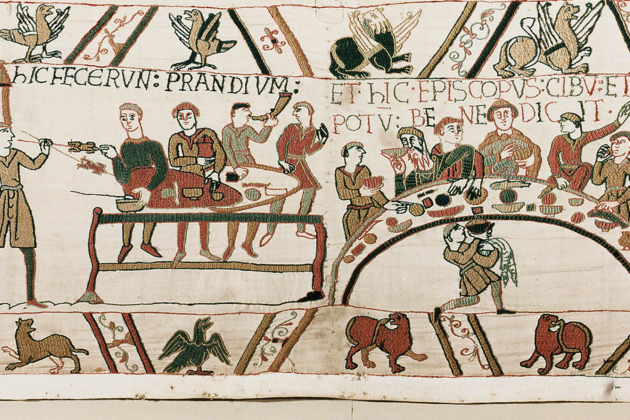 Representación del Tapis de Bayeaux (2). Fuente: Museo de Bayeaux Representación del Tapis de Bayeaux (2). Fuente: Museo de Bayeaux