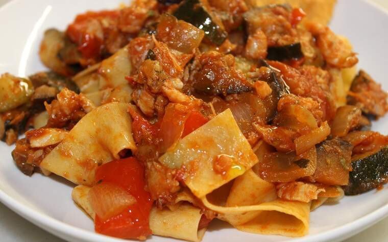 pappardelle verduretes bacalla pas27