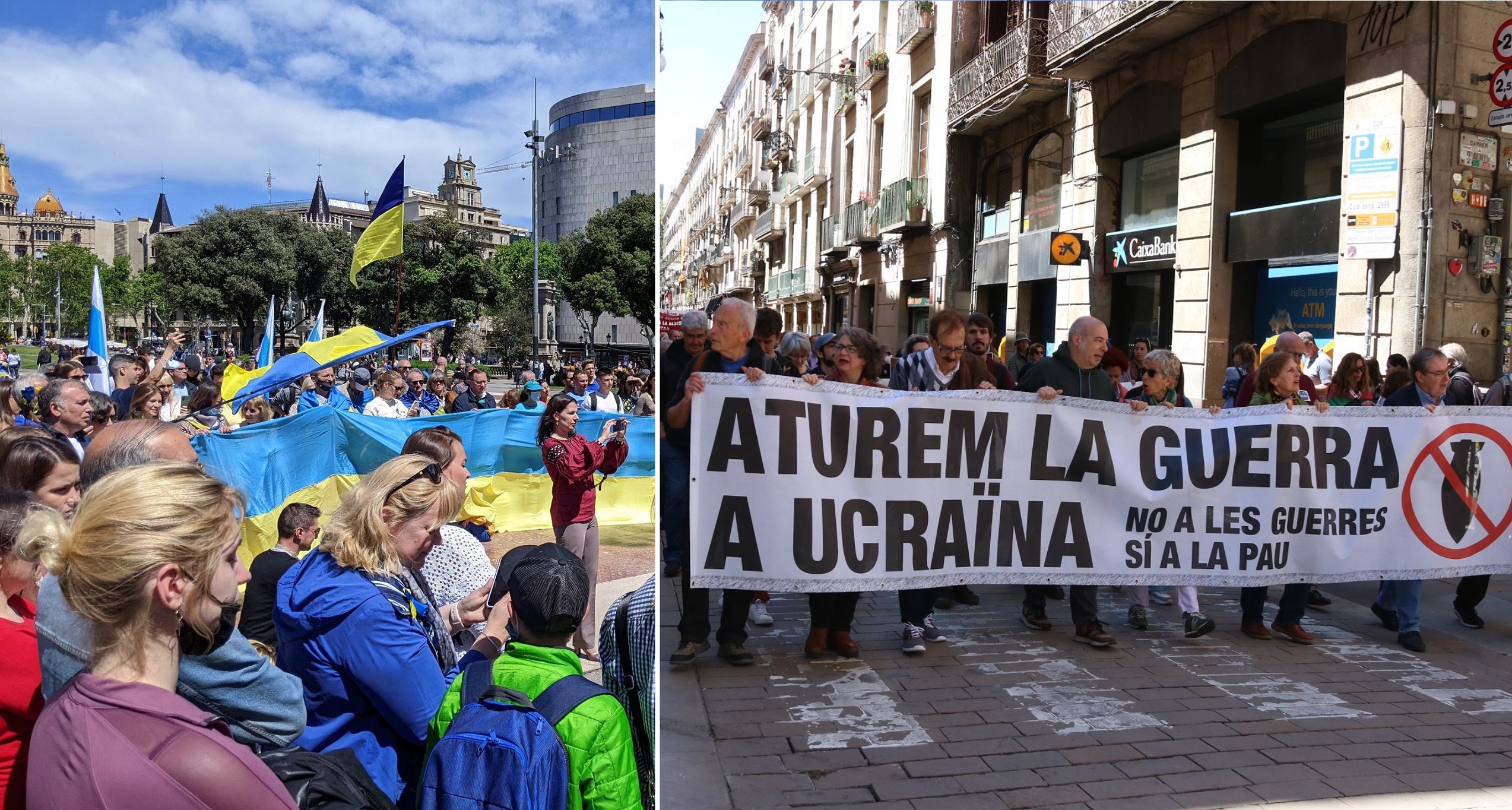 El apoyo a Ucrania acaba en Barcelona con dos manifestaciones separadas