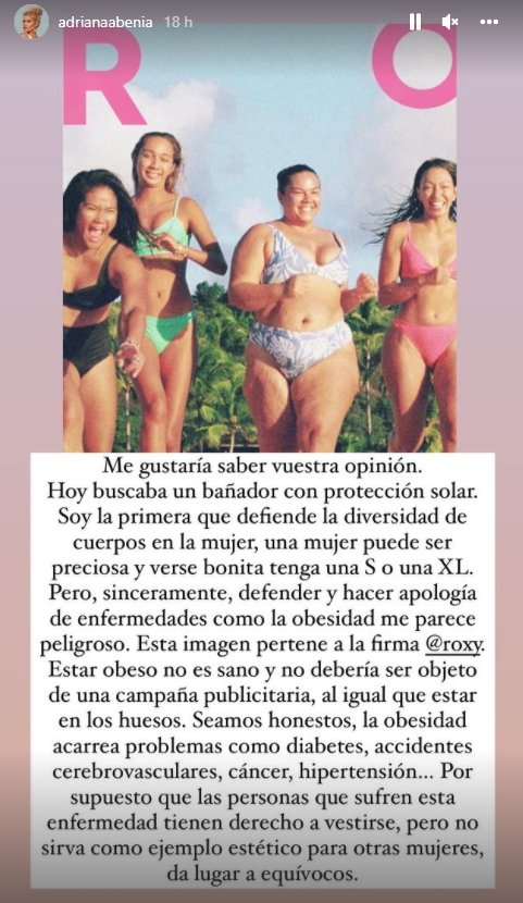 Adriana Abenia gordofobia Instagram Adriana Abenia gordofobia Instagram
