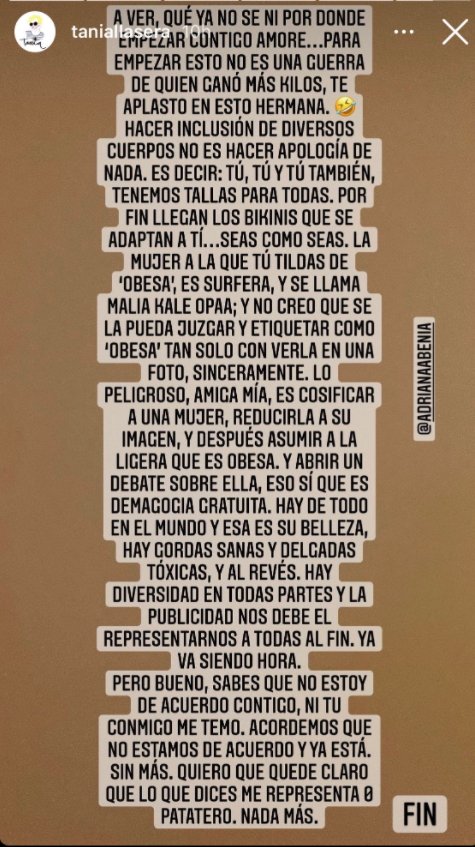 Tania Llasera a Adriana Abenia Instagram Tania Llasera a Adriana Abenia Instagram