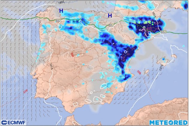 Mapa del tiempo previsto para el domingo, 1 de mayo ECMWF Meteored