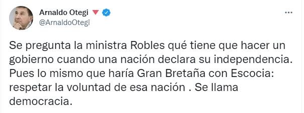 Puilada del líder de EH Bildu, Arnaldo Otegui, sobre las declaraciones de Margarita Robles Puilada del líder de EH Bildu, Arnaldo Otegui, sobre las declaraciones de Margarita Robles
