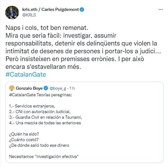 TUIT Puigdemont boye catalangate 