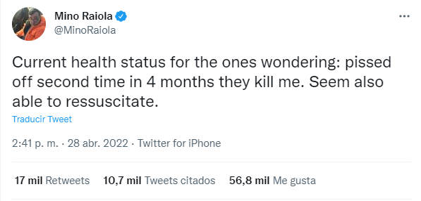 Mino Raiola comunicat desmenteix mort @MinoRaiola Mino Raiola comunicat desmenteix mort @MinoRaiola