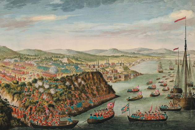Atac britànic a la ciutat de Quebec (1759). Font Bibliothèque du Ministère de la Defense Nationale. Canadà