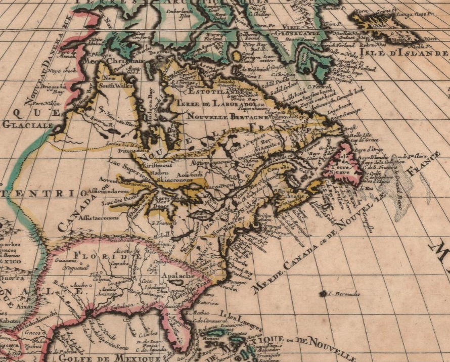Fragmento de un mapa de América (1726). Fuente Bibliothèque Nationale de France