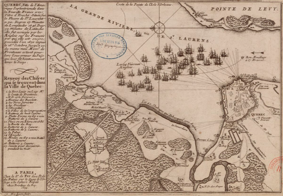Plano de la ciudad de Quebec (1660). Fuente Biubliothèque Nationale de France