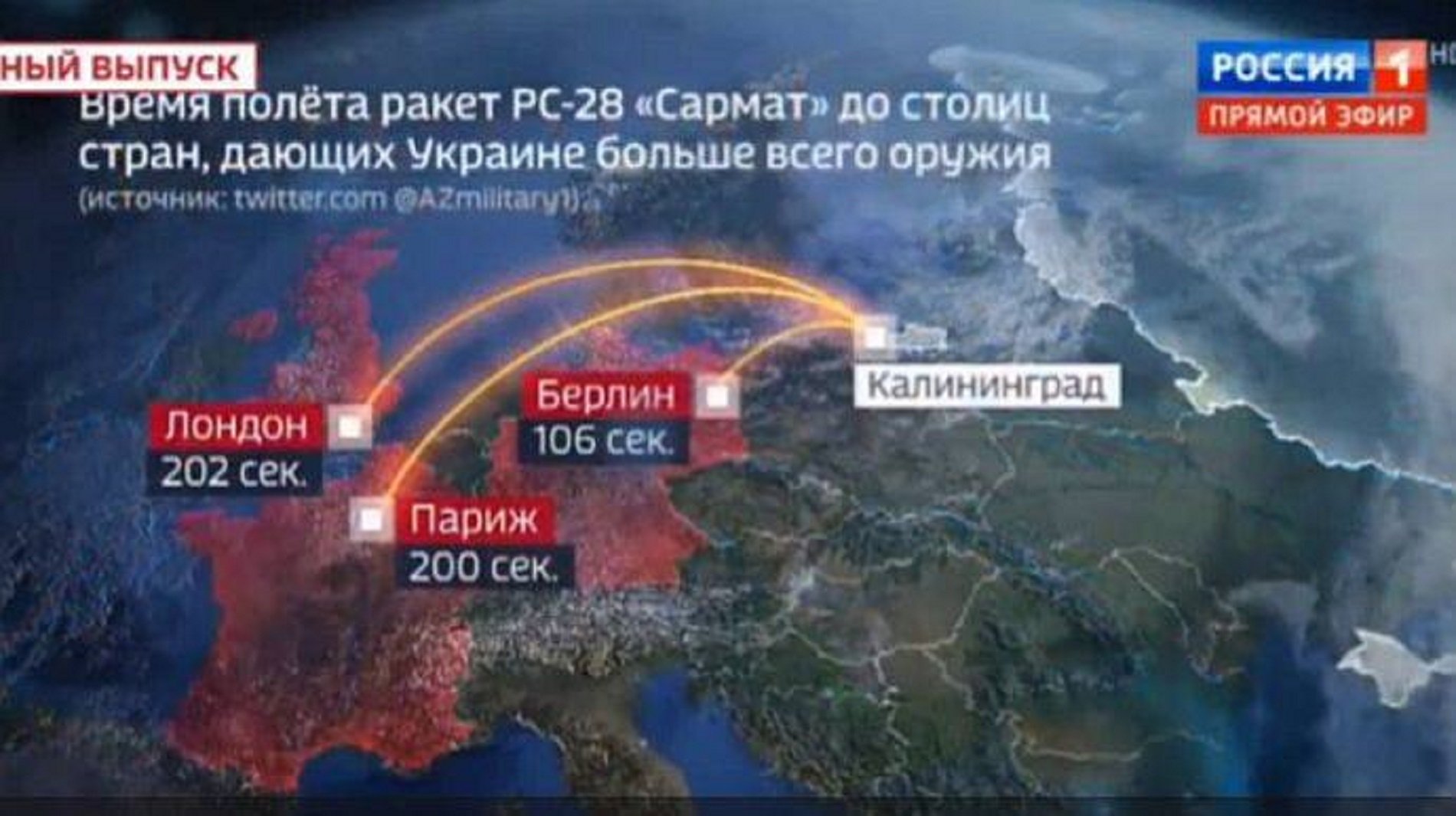 Un programa de la TV russa amenaça Europa: "Berlín en 106 segons i París en 200"