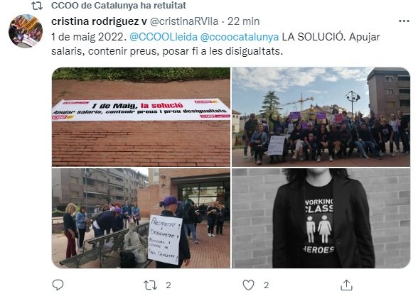 TUIT CCOO Lleida 1 mayo día trabajo TUIT CCOO Lleida 1 mayo día trabajo