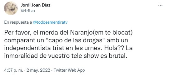 Comentario drogas independentistas Antonio Naranjo 3 Twitter