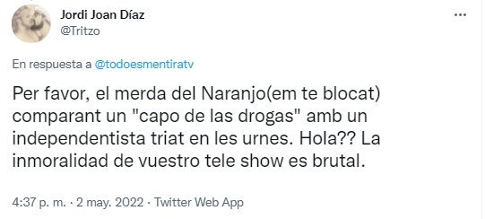 Comentario drogas independentistas Antonio Naranjo 3 Twitter Comentario drogas independentistas Antonio Naranjo 3 Twitter