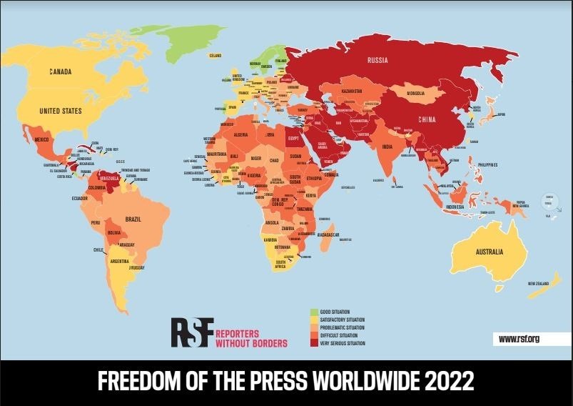 Clasificación mundial de la libertad de prensa Reporteros sin fronteras