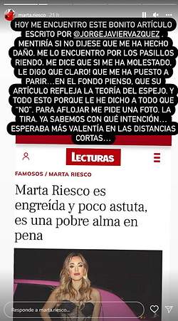 Marta Riesco critica Jorge 