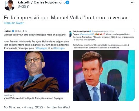 Tuit Carles Puigdemont