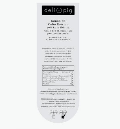 Jamón de cebo ibérico Delipig 50% raza ibérica Jamón de cebo ibérico Delipig 50% raza ibérica