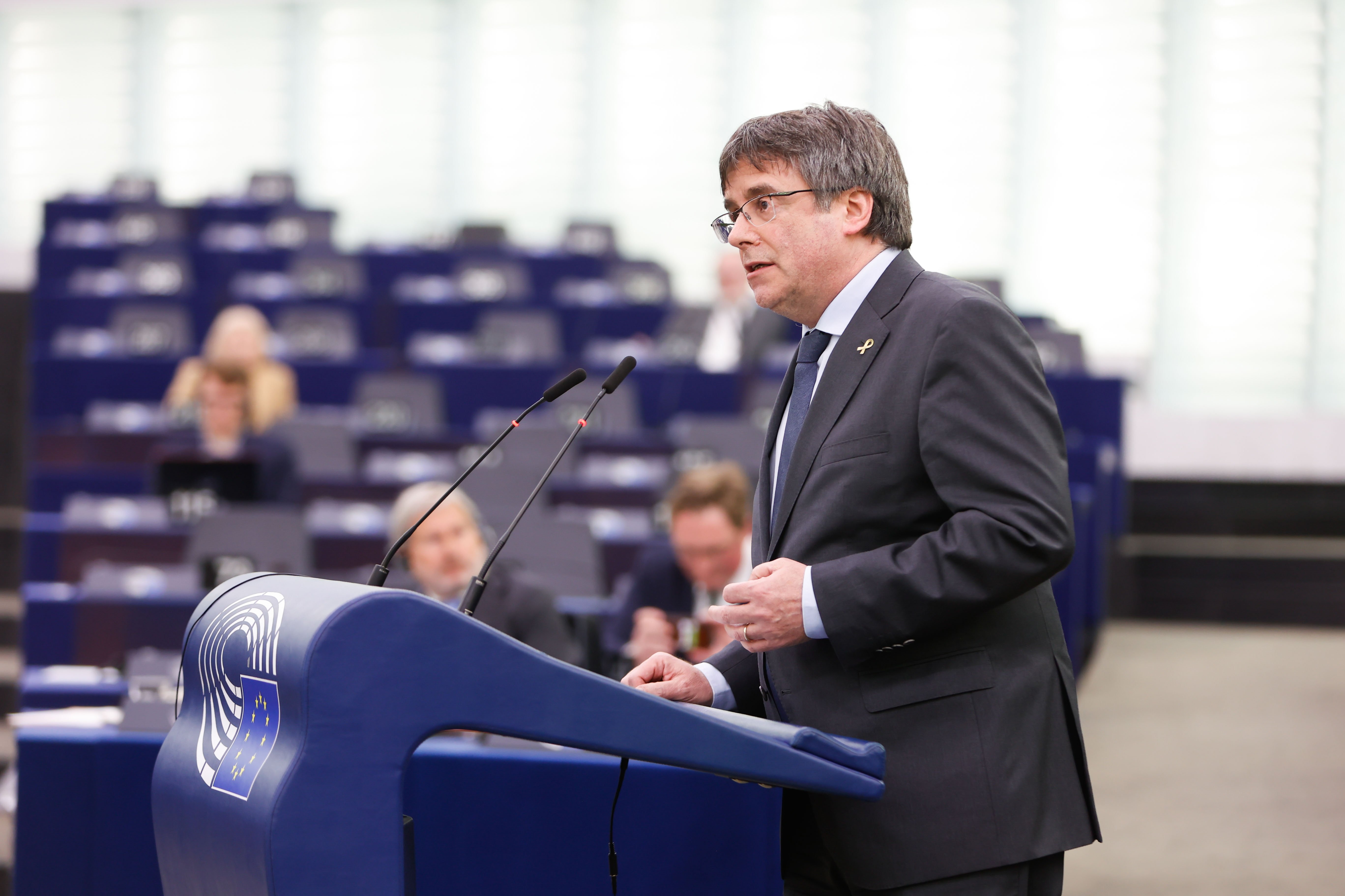 El president Carles Puigdemont interviene Parlamento Europeo Pegasus PE