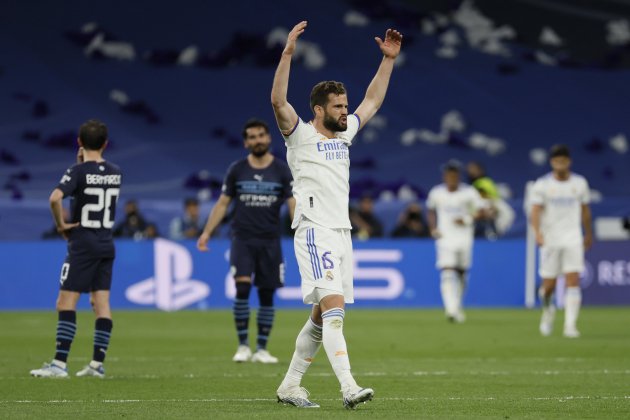 Nacho Fernandez celebrando con el Real Madrid tras su clasificación ante el Manchester City / Foto: EFE