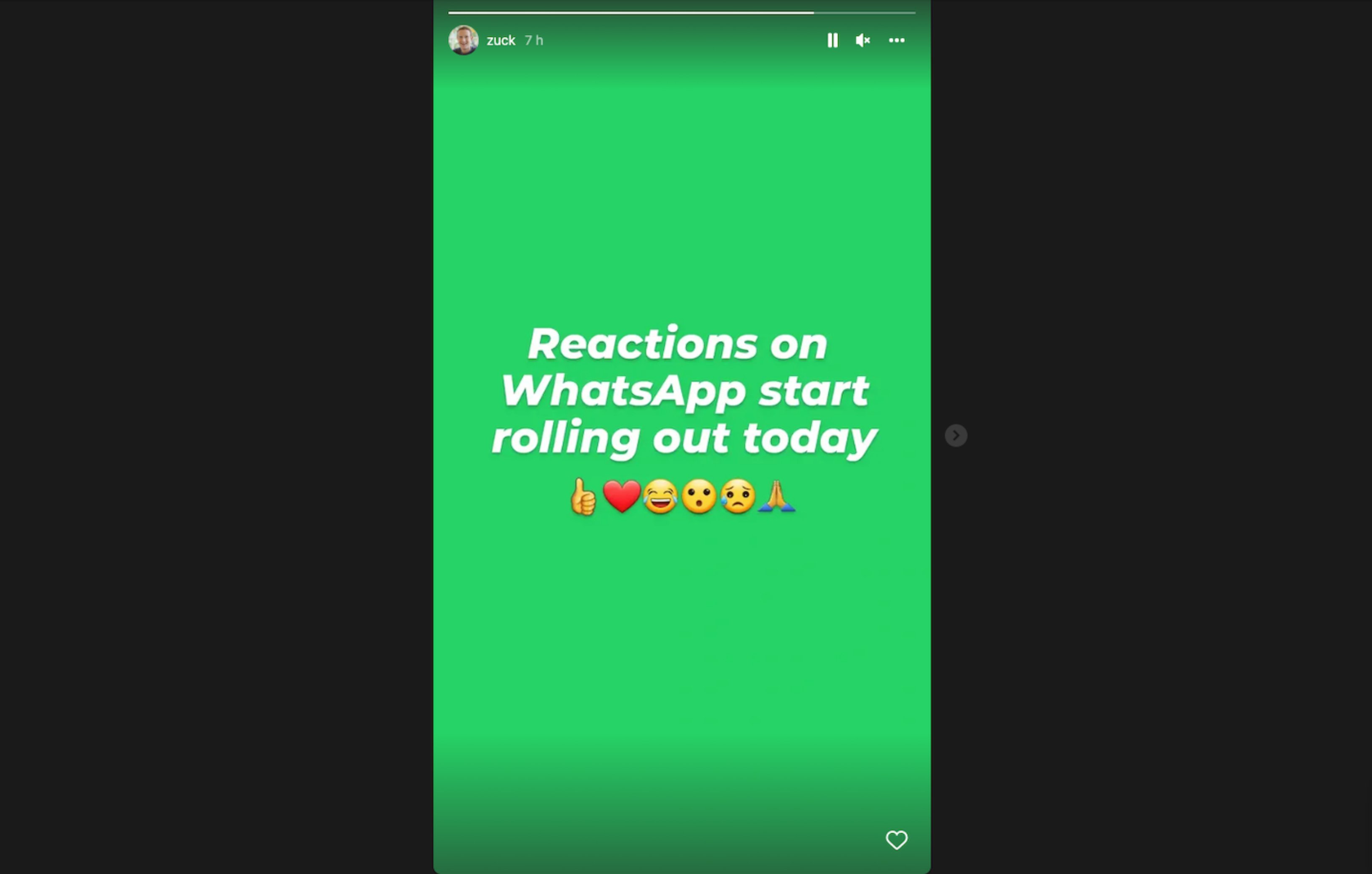 Story de Mark Zuckerberg / Instagram Story de Mark Zuckerberg / Instagram