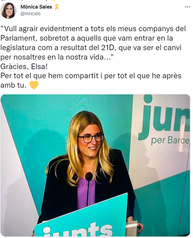 Tuit de Mònica Sales Tuit de Mònica Sales
