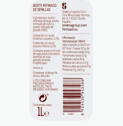 Oli de llavors refinament Fontasol per fregir Oli de llavors refinament Fontasol per fregir