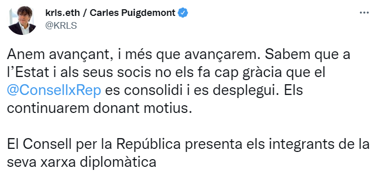 TUIT @KRLS carles puigdemont president consell per la republica