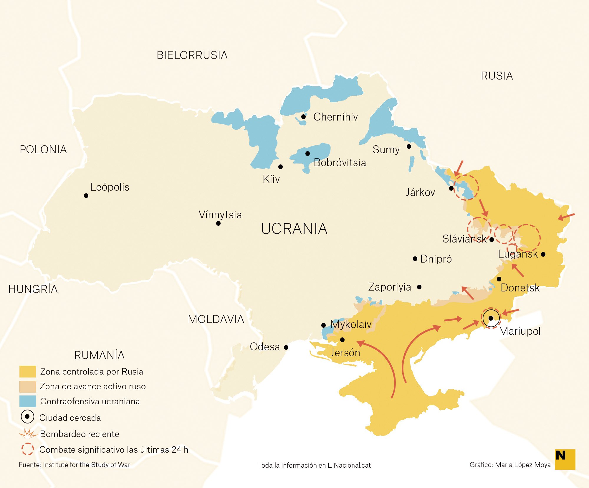 Mapa Ucraïna Guerra 8 maig cas   Maria López Moya 