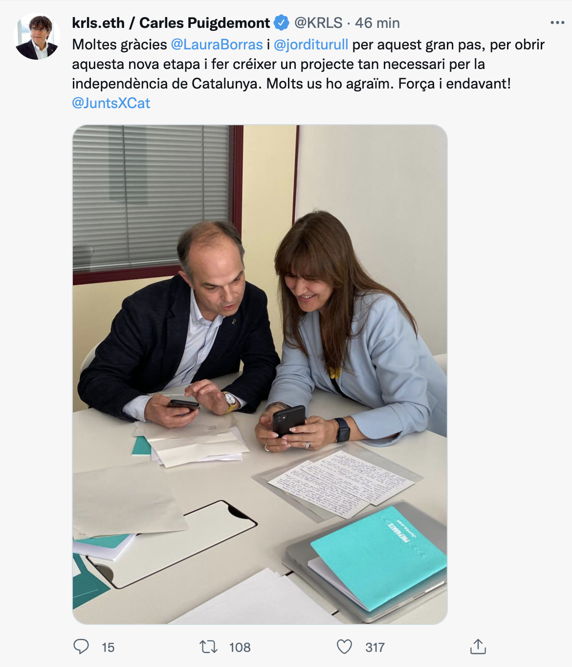 Captura piulada puigdemont Captura piulada puigdemont